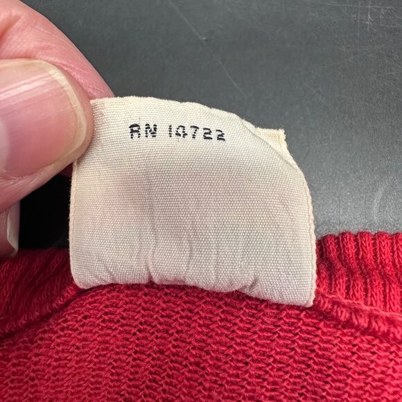Vintage Red Knit Shirt Zipper Wear Dated USA XL 1970s Ribbed Unisex Retro - Picture 5 of 7